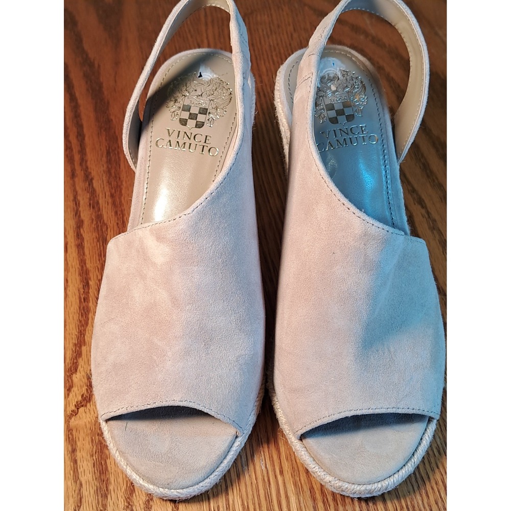 Vince Camuto Women's Beige Suede Slingback Wedge Sandals 6.5 M